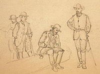 Grant writing a telegram that the Army had crossed Rapidan 1864