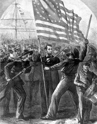 Abraham Lincoln and Soldiers 'Rally Round the Flag'