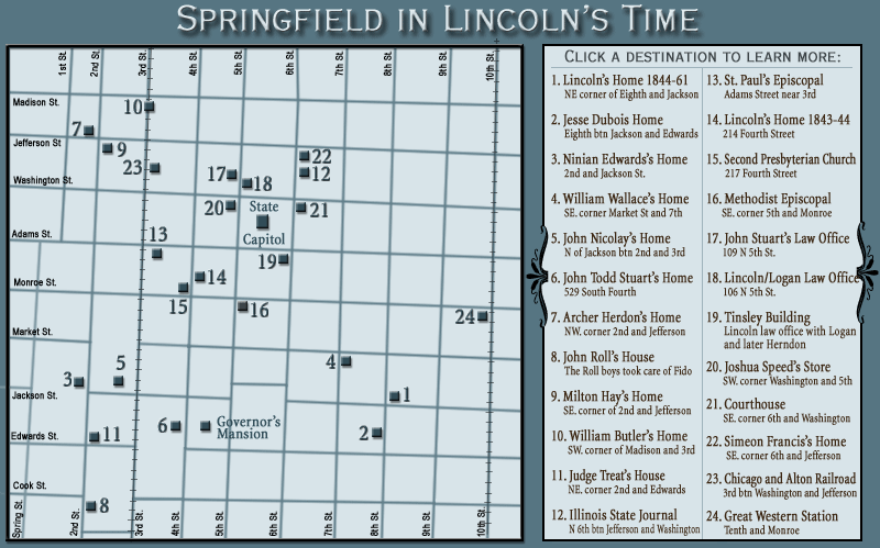 Map of Springfield in Lincoln's Time