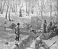  Abraham Lincoln navigating a barge down the Mississippi